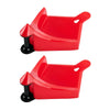 A bright red car hose guide featuring a roller wedge design.