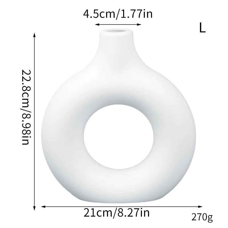 Donut-Shaped Decorative Plastic Vase for Home & Office