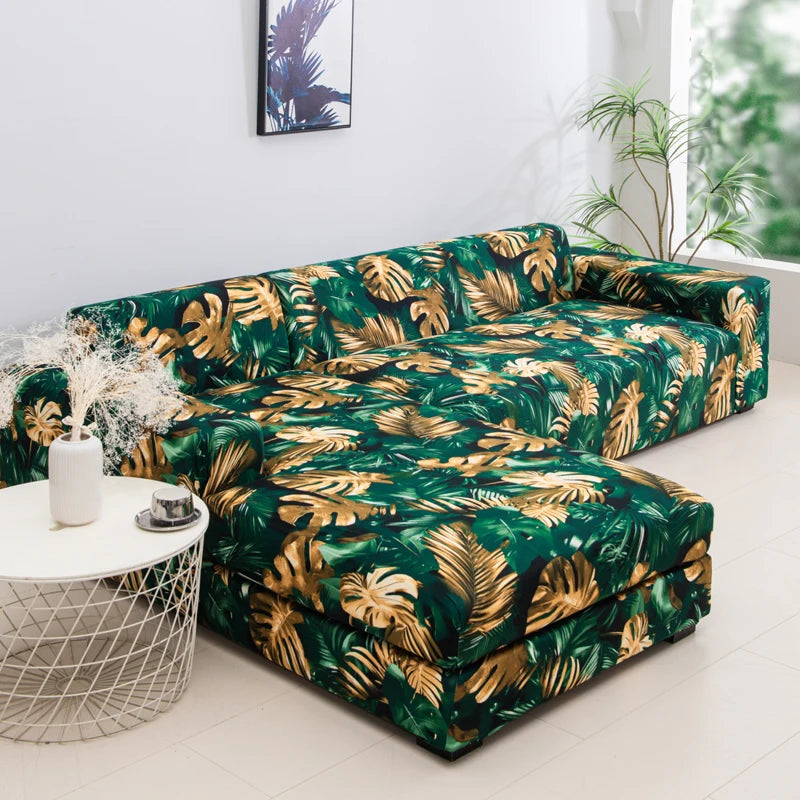 Printed Stretch Sofa Cover for L-Shaped and Corner Sofas