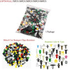 A package of mixed car bumper clips retainer fasteners in various colors and types