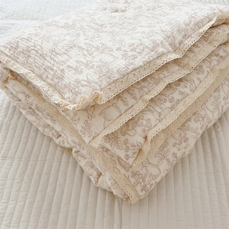 Vintage Floral Cotton Muslin Baby Quilt