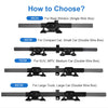 A set of retractable car windshield sunshades in various lengths (46cm to 80cm) for different vehicle sizes.