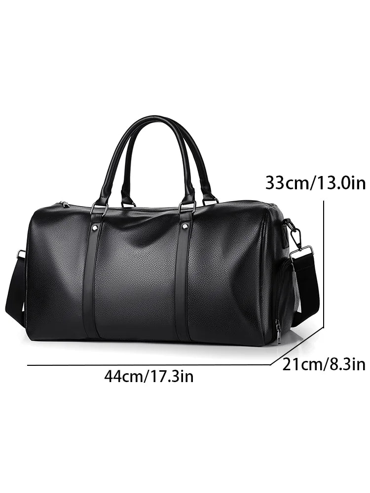 Retro PU Leather Weekender Duffel Bag with Adjustable Shoulder Strap