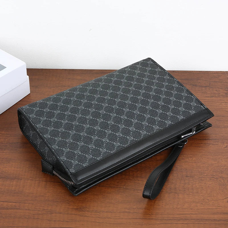 Men's PU Leather Tablet Clutch Bag with Zipper