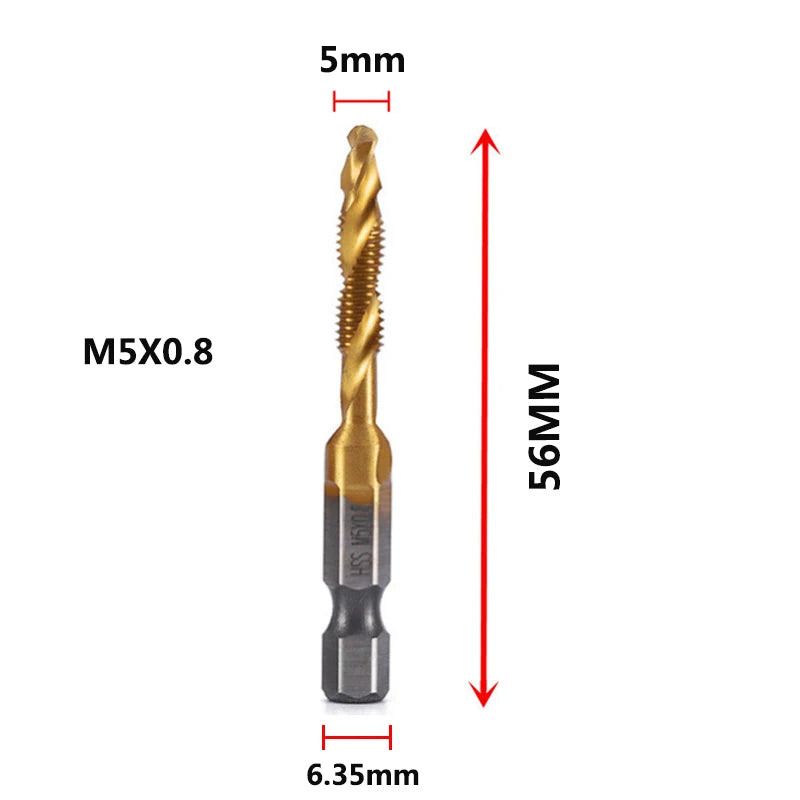 Metric Thread Tap Set - Titanium Coated HSS Drill Bits