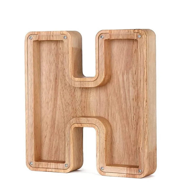 Wooden Alphabet Piggy Bank – Educational Coin Savings Box