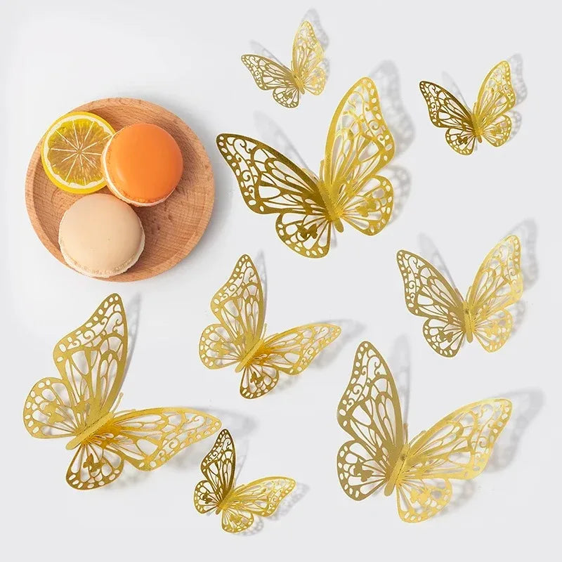 3D Rose Gold Butterfly Wall Decals for Home Decor