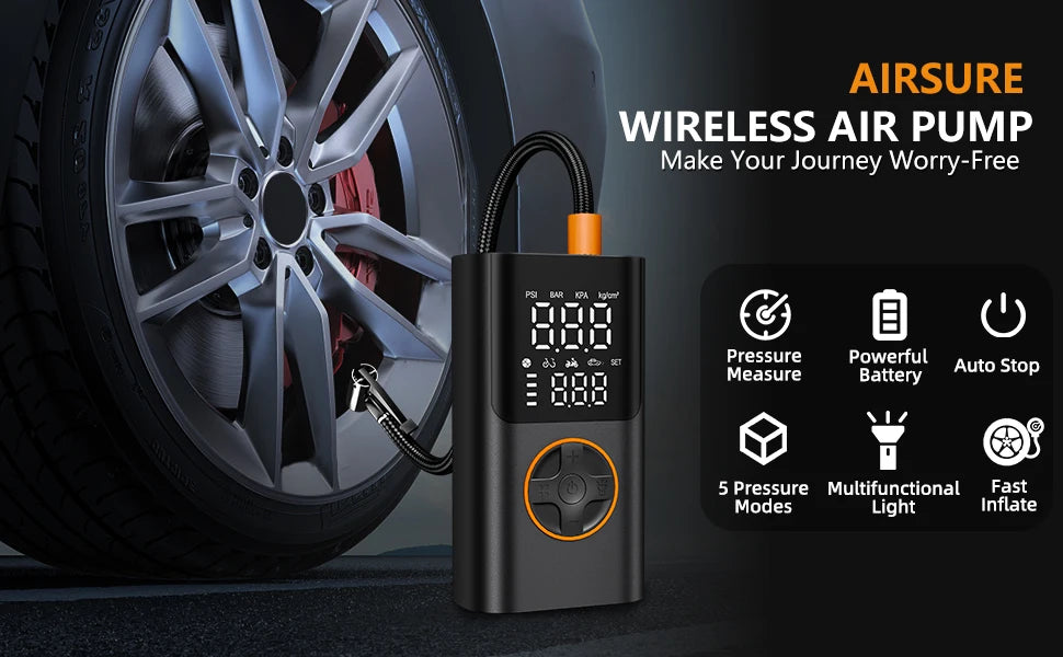 Wireless Digital Tire Inflator with USB Charging Port