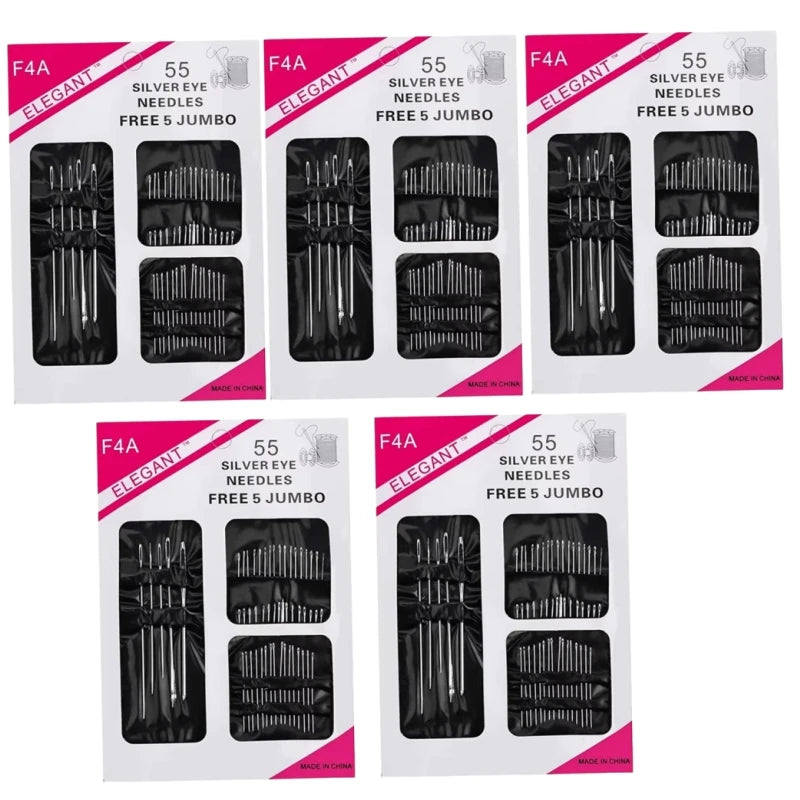 Stainless Steel Big Eye Sewing Needle Set (55 Pieces)