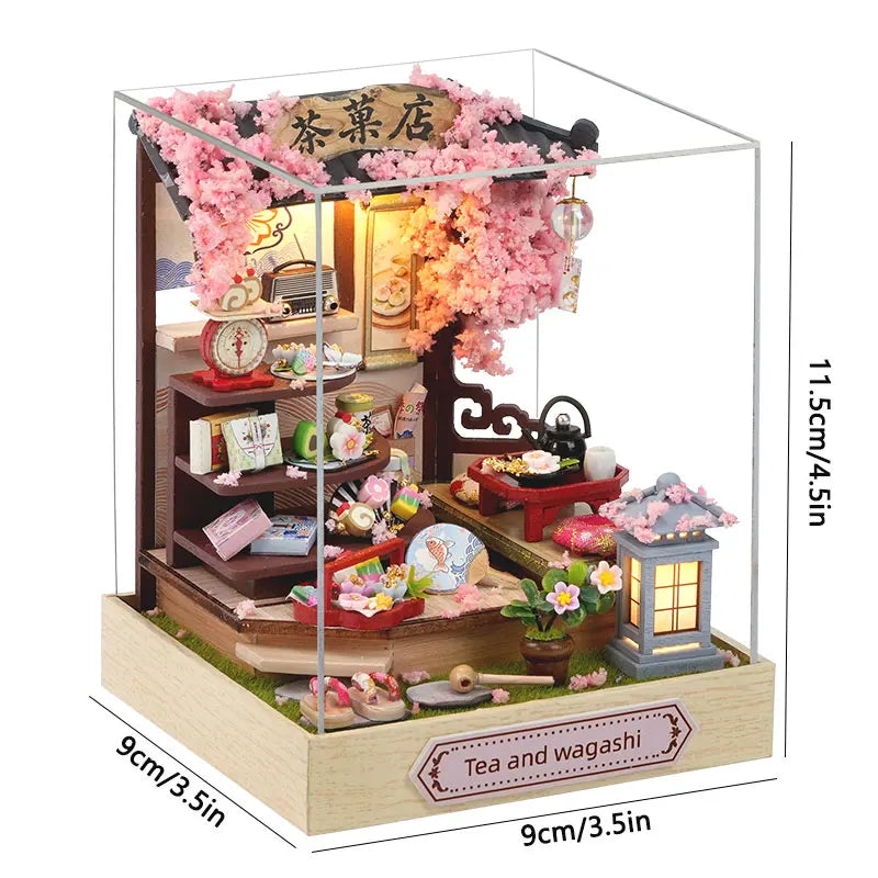 DIY Wooden Dollhouse Miniature Coffee Shop Model Kit