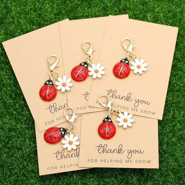 Cute Ladybug Daisy Keychain Charm