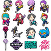 Collection de charms de chaussures de personnages de dessins animés chibi d'anime et de jeux vidéo.