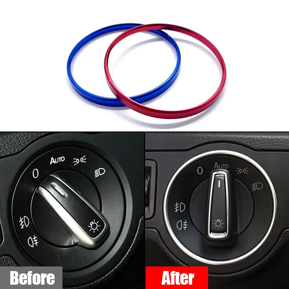 Aluminum Alloy Headlight Switch Trim Ring for Select VW Models