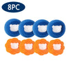 Eight reusable laundry balls shaped like white bears for pet hair and lint removal