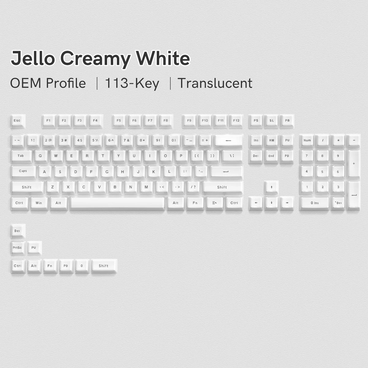 Crystal Clear Jelly Keycaps with Side-Printed Legends for Mechanical Keyboards