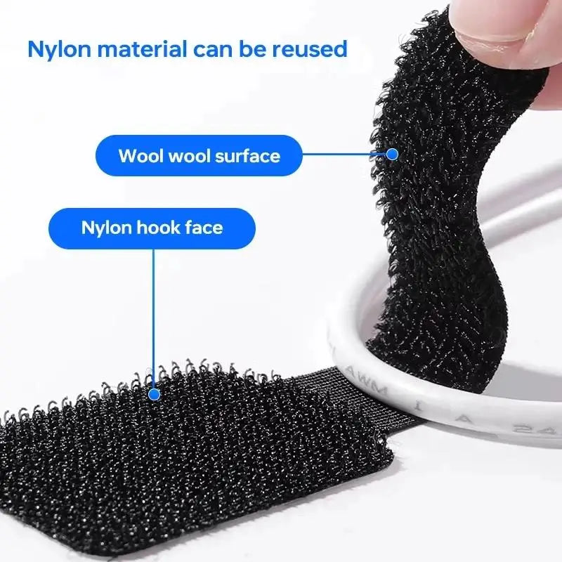 Reusable Self-Adhesive Cable Ties for Desk and Home Organization