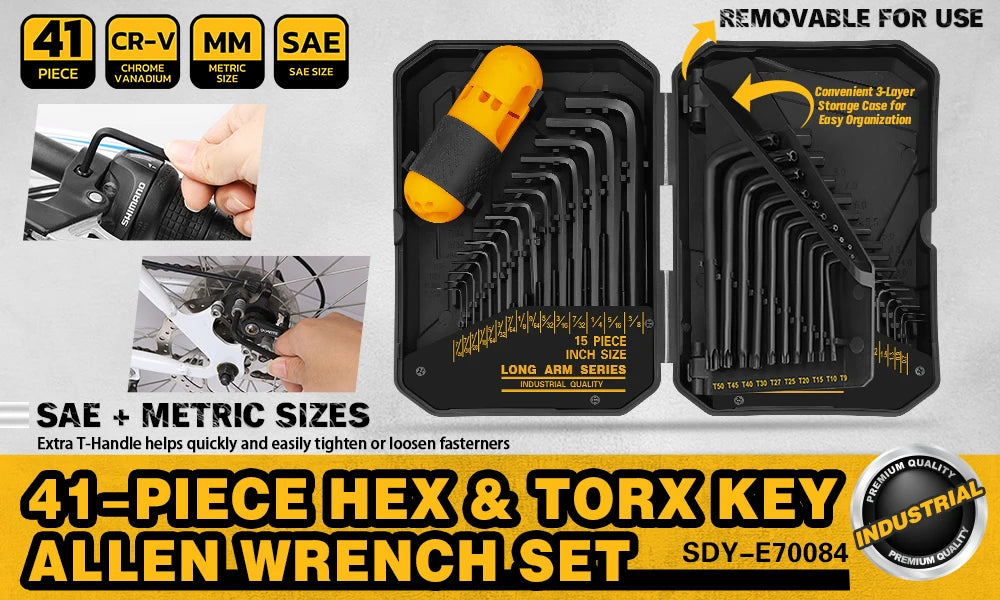 41-Piece Hex and Torx Key Set with Ratchet Handle and Storage Case