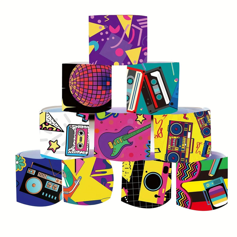 Retro 80s & 90s Slap Bracelets - 12 Pack