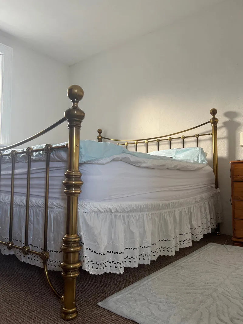 Embroidered Ruffle Bed Skirt with Scalloped Edge