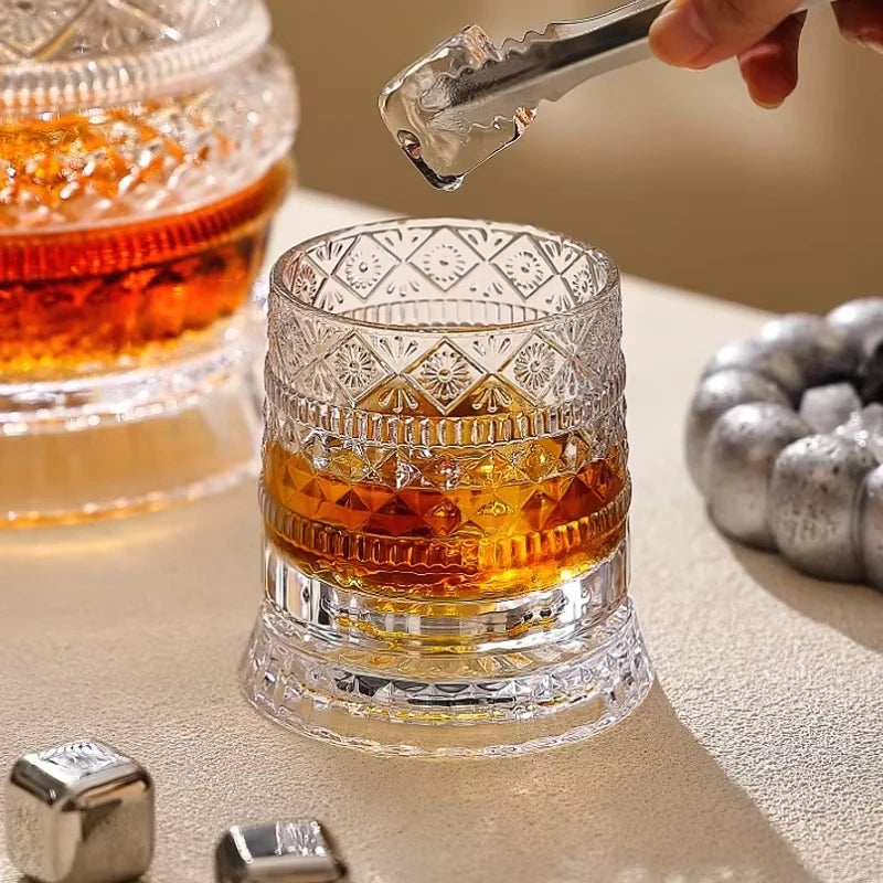 Vaso de Whisky de Cristal con Base Giratoria 360°