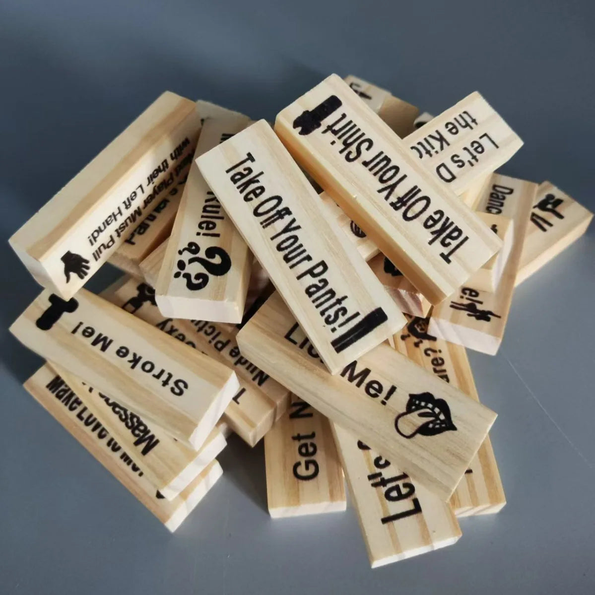 Wooden Stacking Blocks Couples Game - 48 Pieces for Date Night and Romantic Fun