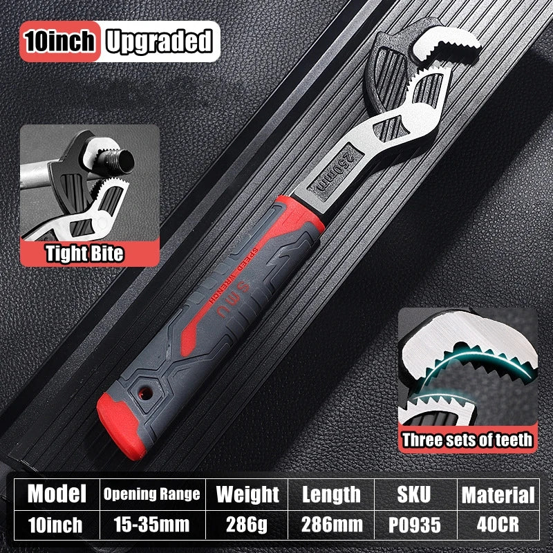 Self-Locking Pipe Wrench with Adjustable CR-V Steel Jaws