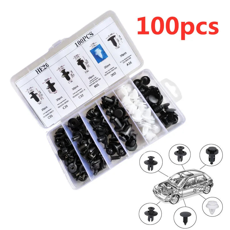 100-Piece Assorted Auto Trim Fastener Clip Kit