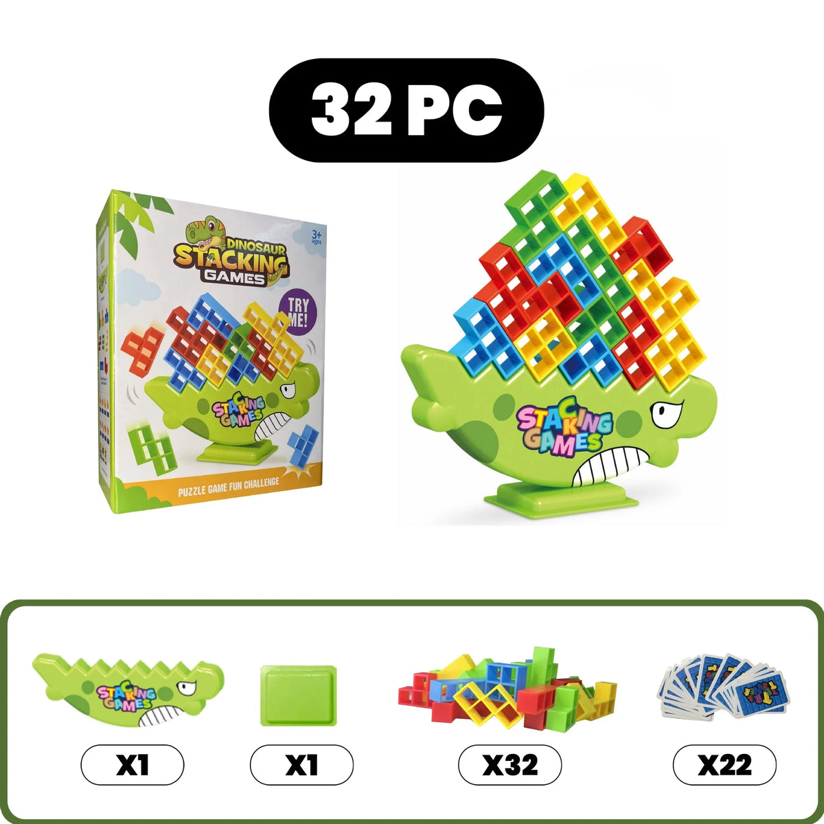 Dinosaur Stacking Blocks Balance Game