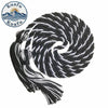 Black and white graduation honor cords with tassels for ceremonies and DIY crafts
