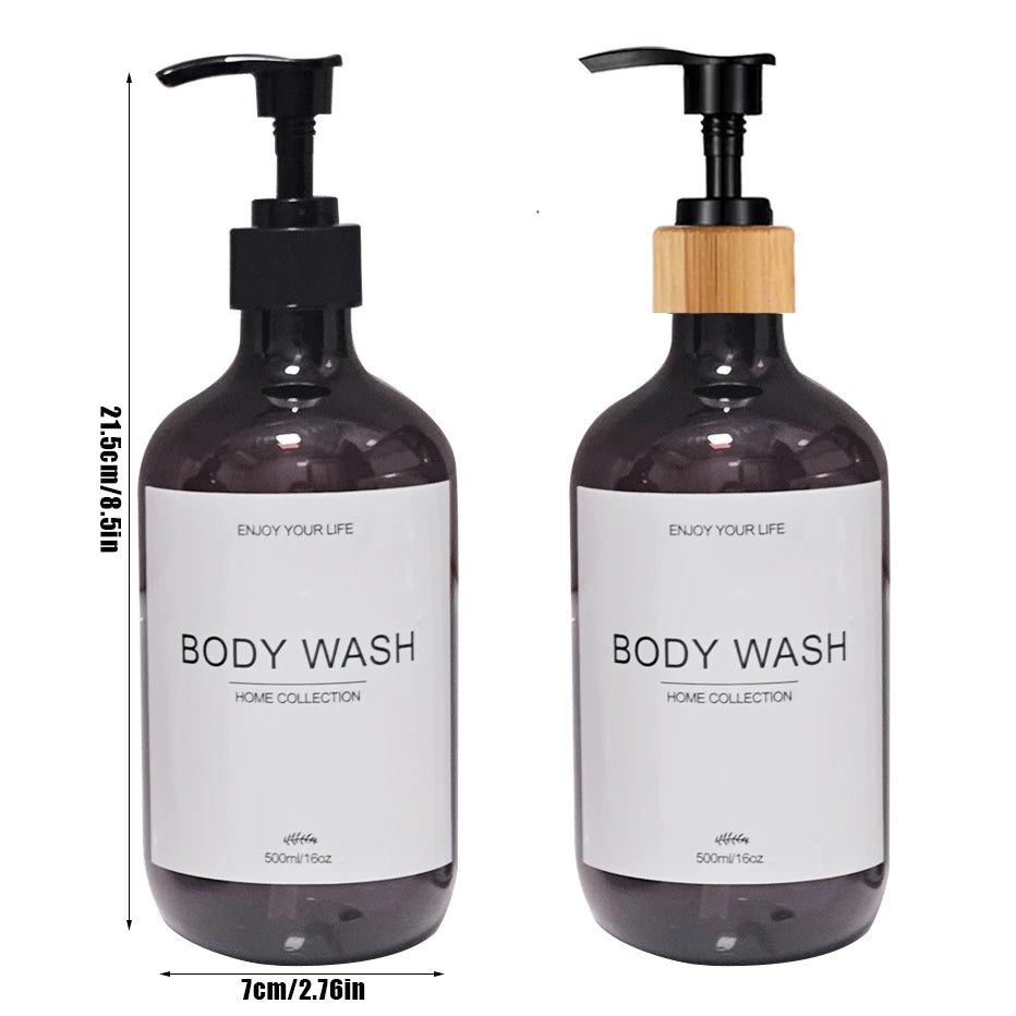Refillable Shampoo & Body Wash Dispenser Bottle with Pump (500ml)