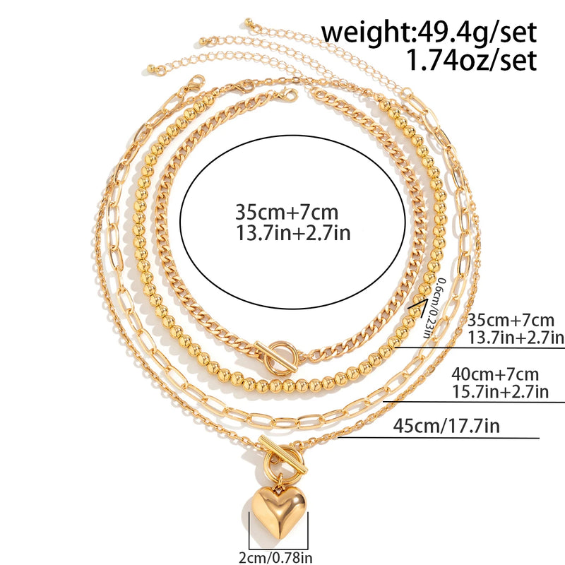 Gold Heart Pendant Choker Necklace