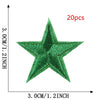 A green star embroidery patch, 3.0cm or 1.2 inch in size, shown against a measurement scale.