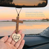 Wood Cross Car Rearview Mirror Pendant with Bible Verse