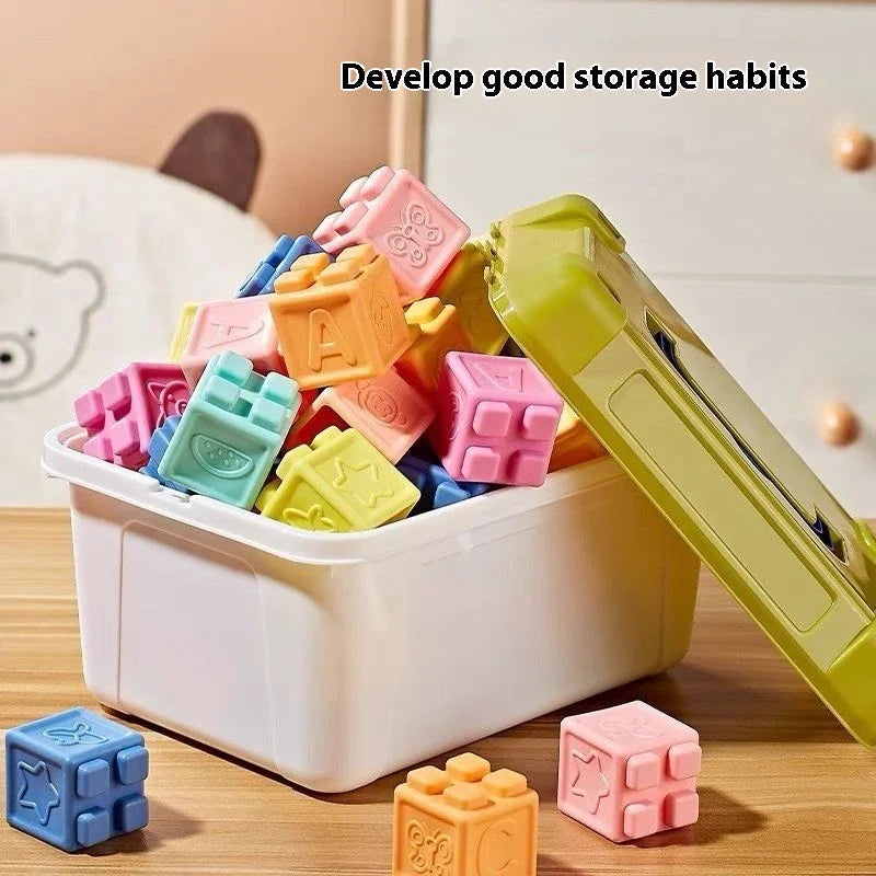 Soft Rubber Building Blocks Set for Babies – Safe, Chewable, and Educational Sensory Toy