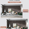 A sofa background display showing a modern living room interior with neutral tones and decorative elements.