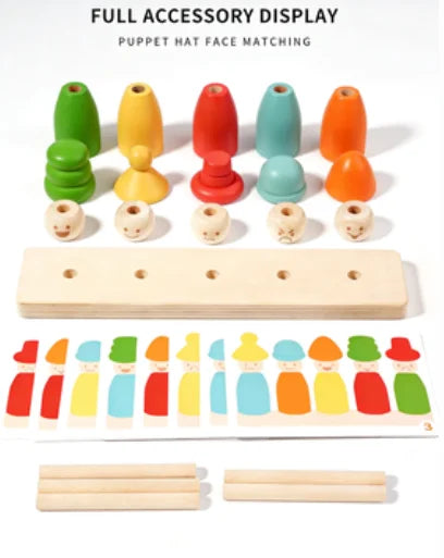 Wooden Color Sorting & Face Matching Toy for Toddlers