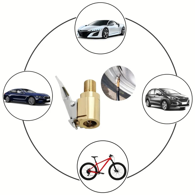 Heavy-Duty Brass Tire Air Chuck with Clip Adapter