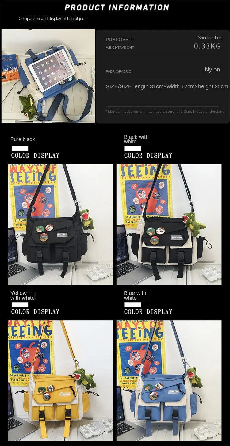 Harajuku Nylon Crossbody Bag with Adjustable Strap