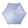 A light blue five-fold lace umbrella with a geometric, faceted canopy.
