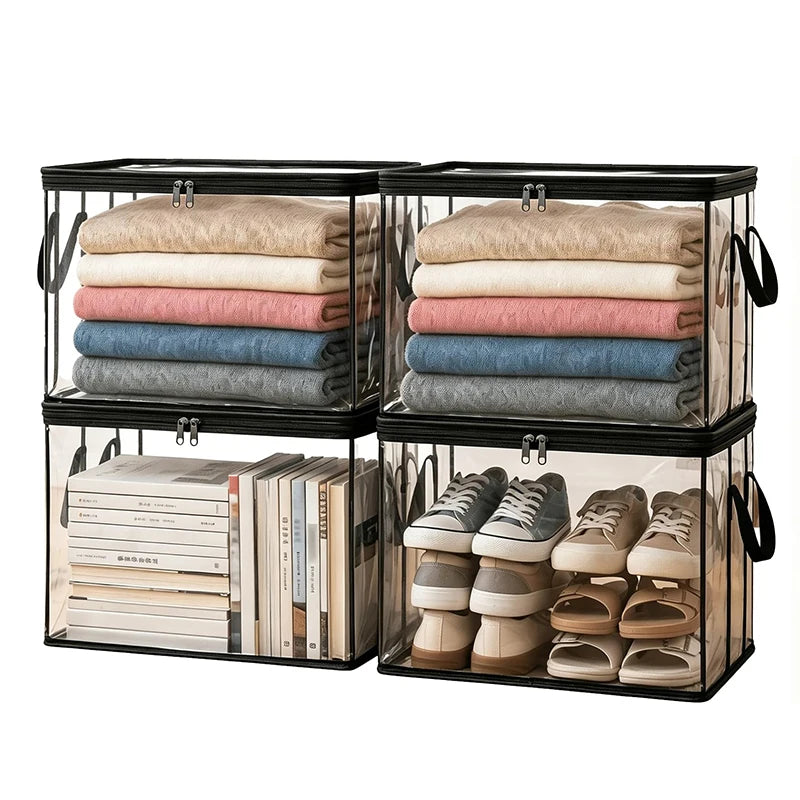Large Clear PVC Storage Box with Hinged Lid