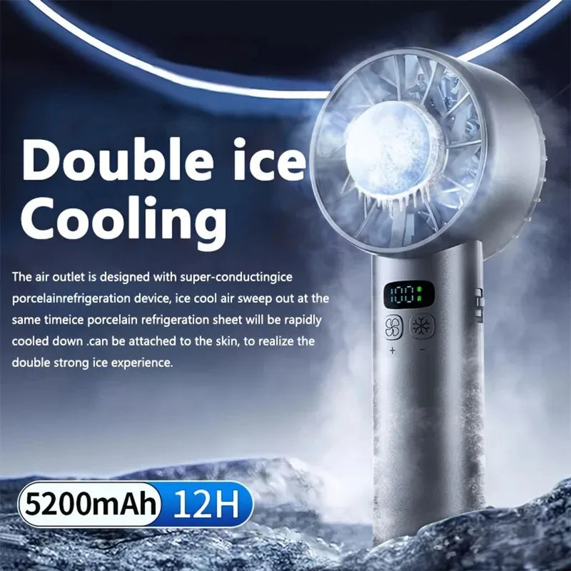 Ventilador Portátil de Mano con Paquete de Hielo