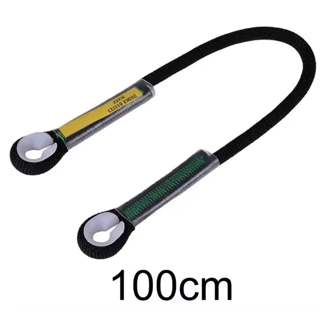 Black nylon cord loop sling with yellow and green accents, 100cm long.