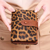 Vintage Leopard Print Tri-Fold Wallet with Double Zipper