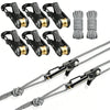 Set of heavy-duty paracord tensioners with alloy carabiners and coiled cords