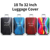 Four colorful luggage covers in various sizes for travel bags