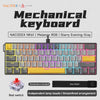 Schwarze mechanische Tastatur mit Melange RGB und Starry Evening Gray-Theme und roten Schaltern.
