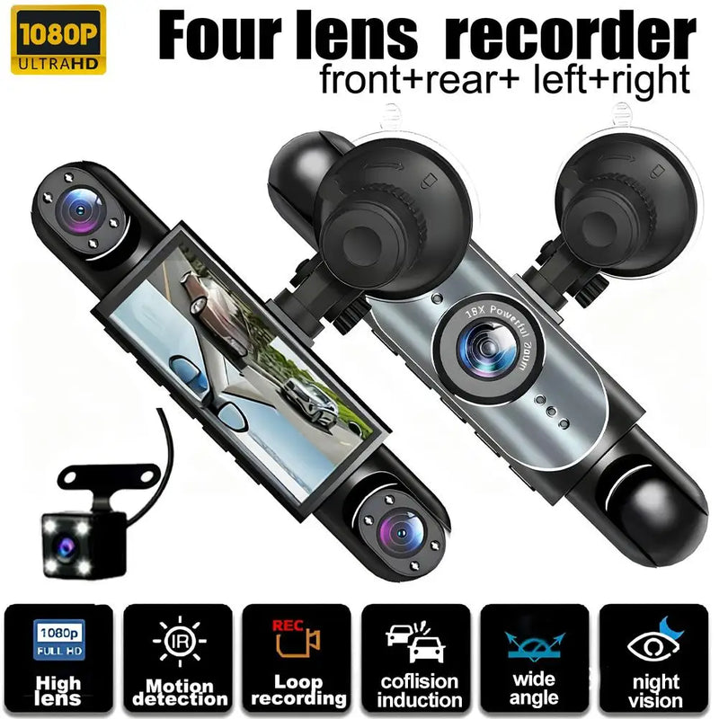 4-Channel 360° Dash Cam System with Parking Mode
