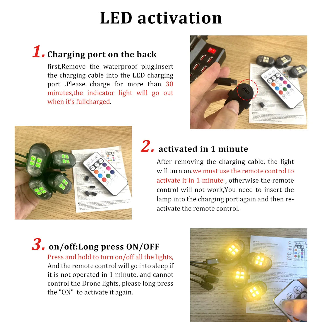 Rechargeable RGB Car Atmosphere Light with Remote
