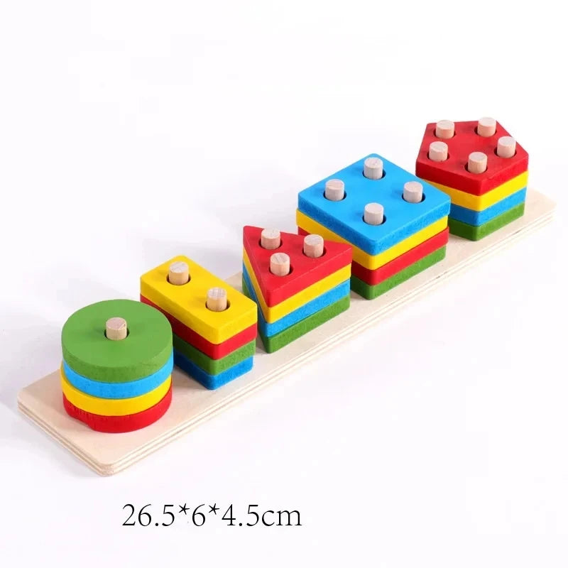 Montessori Wooden Shape Sorting Stacking Toy for Toddlers