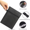 Black waterproof grill cover with zipper showing features like easy cleaning, storage, and good processing.